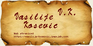 Vasilije Košević vizit kartica